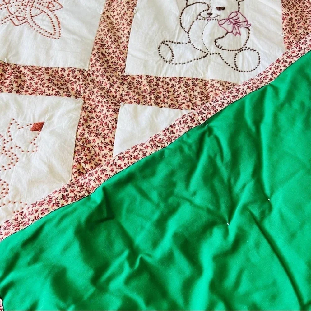 52”x40”Vintage Homemade Kids Quilt.